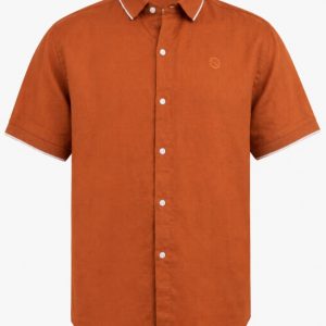 Premium Burnt Orange Rimi Cotton Half Sleeve Shirt