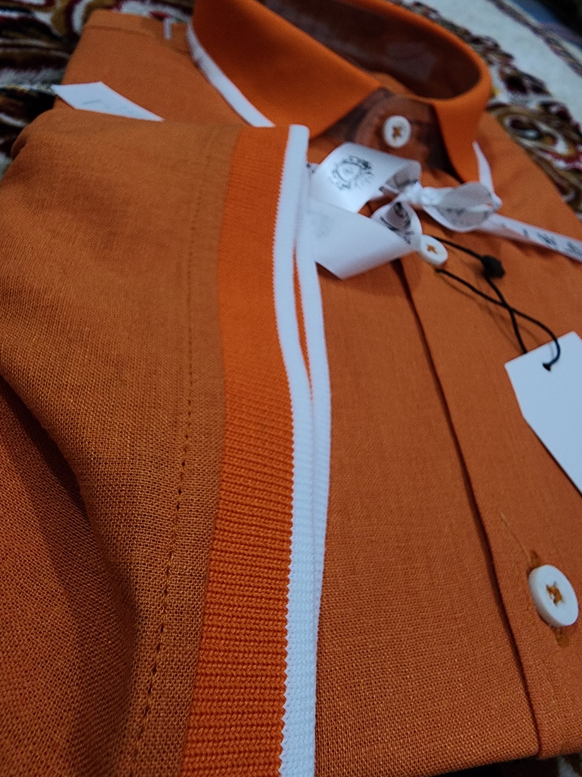 Premium Burnt Orange Rimi Cotton Half Sleeve Shirt - Image 5