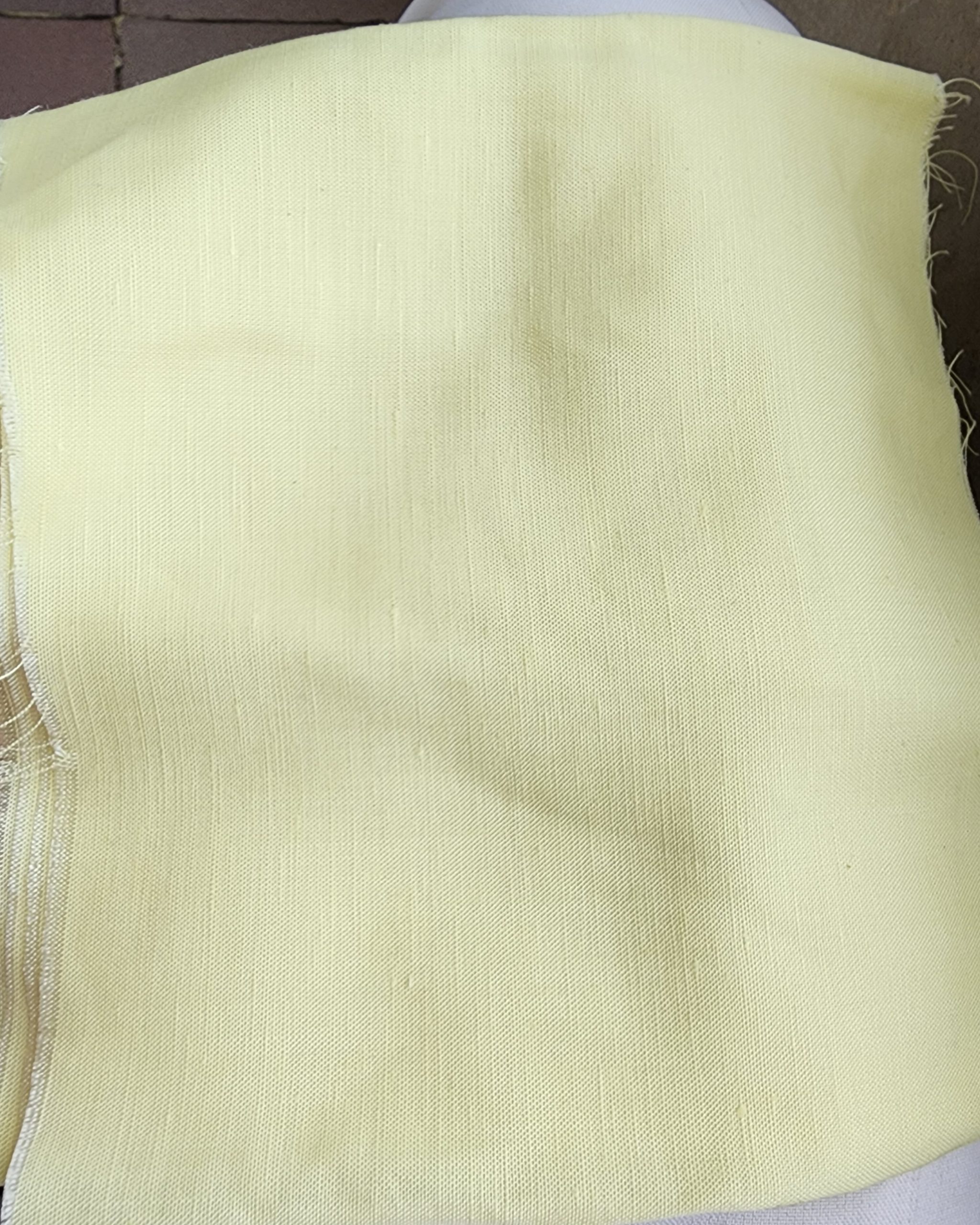 Pastel Yellow Linen Rimi Rib Style Half Shirt - Image 2