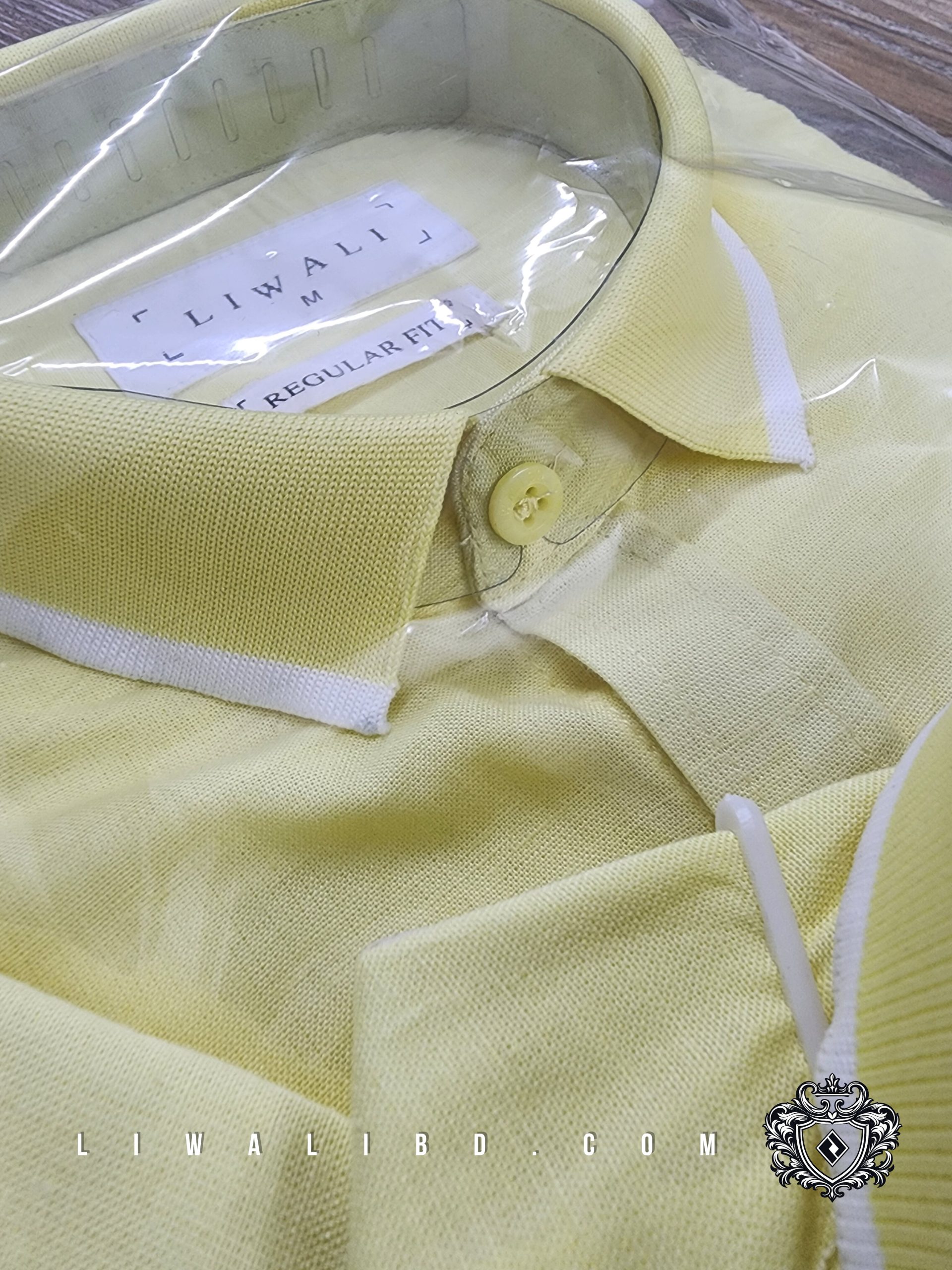 Pastel Yellow Linen Rimi Rib Style Half Shirt - Image 3