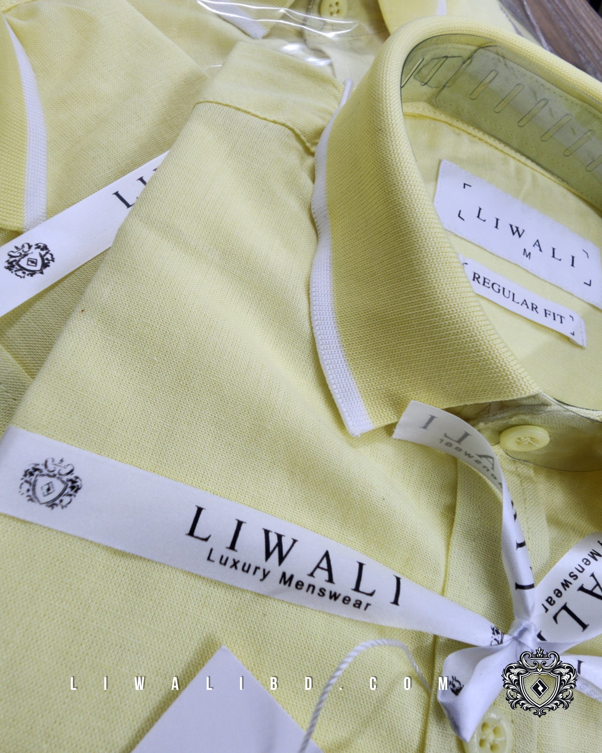 Pastel Yellow Linen Rimi Rib Style Half Shirt - Image 4