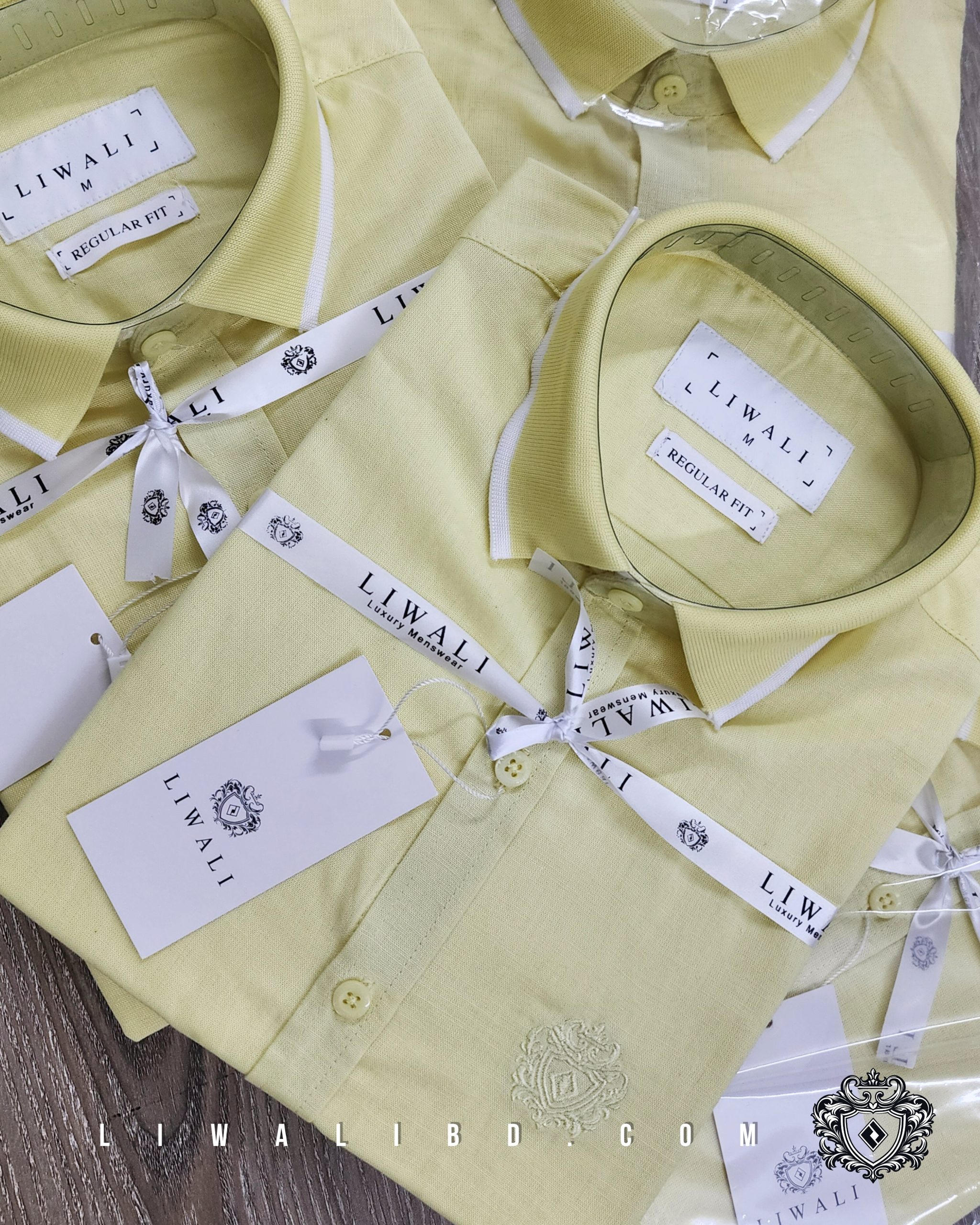 Pastel Yellow Linen Rimi Rib Style Half Shirt - Image 5