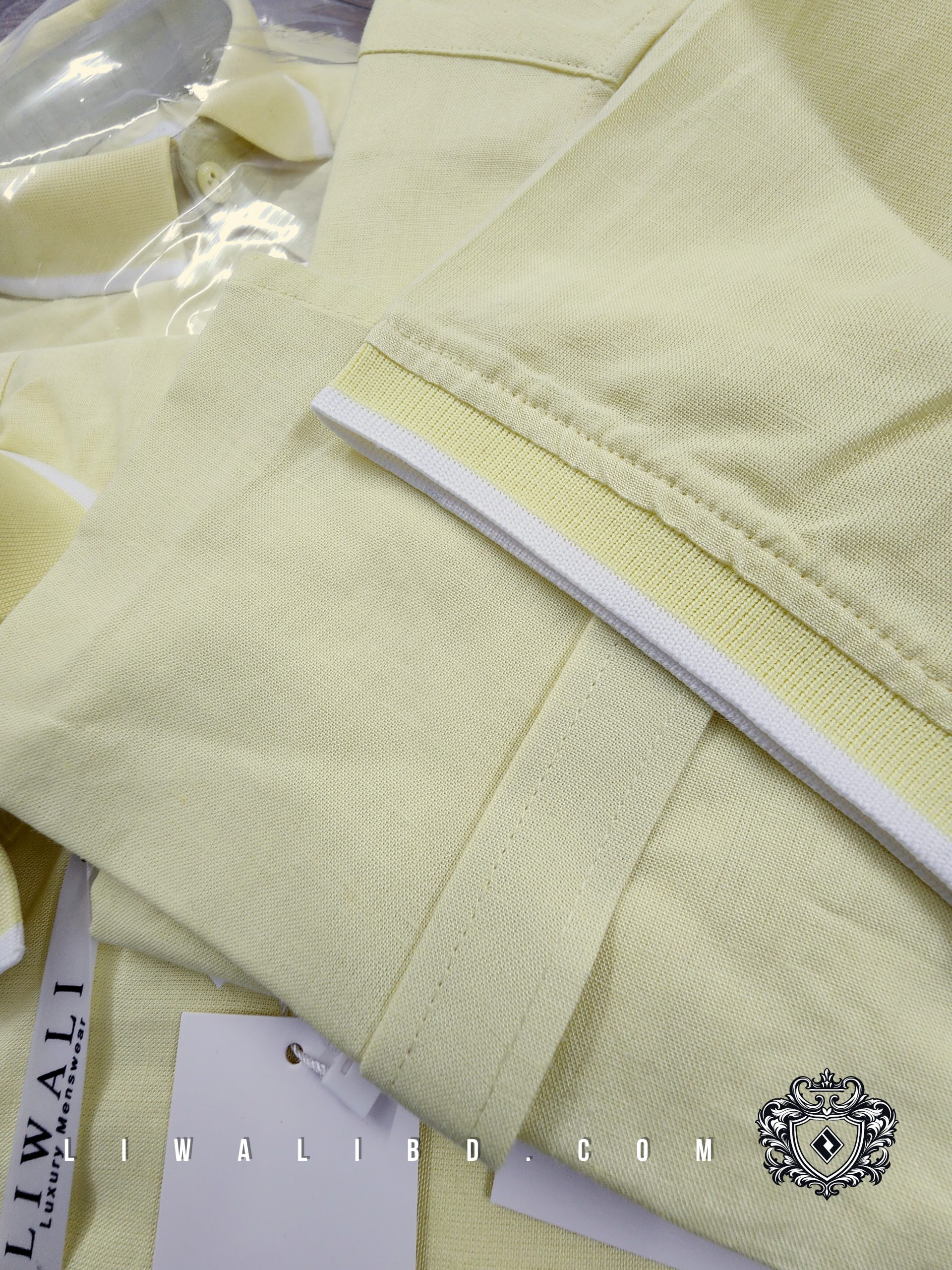 Pastel Yellow Linen Rimi Rib Style Half Shirt - Image 6