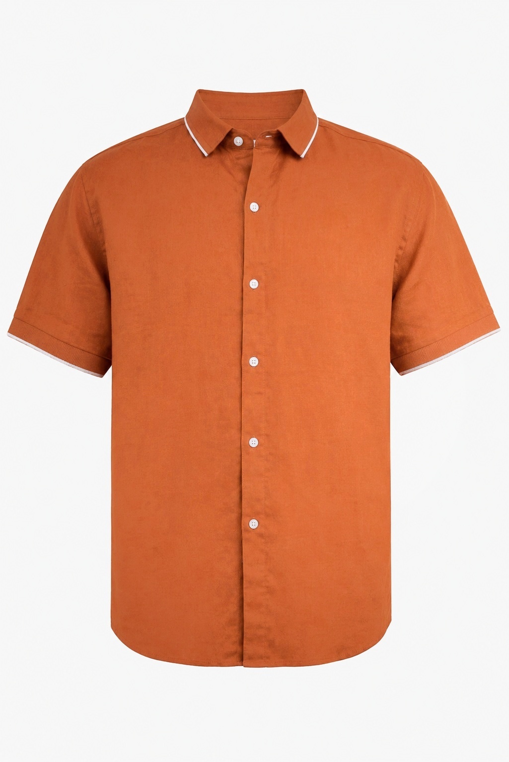 Premium Burnt Orange Rimi Cotton Half Sleeve Shirt - Image 2